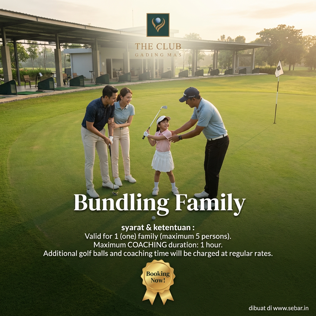 Create a premium promotional poster for a golf driving range called The Club Gading Mas.